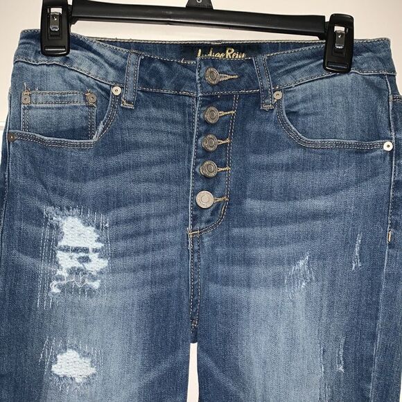 Indigo Rein Destructed Skinny Jeans Size 5 Juniors - Picture 2 of 11